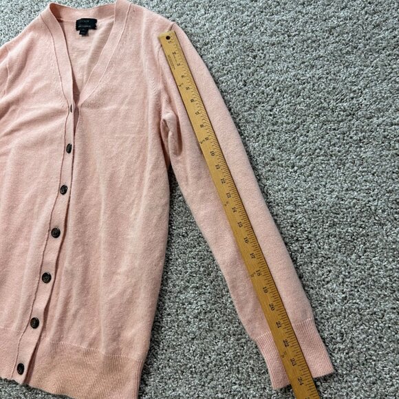 J Crew Women's Sz Medium Wool Cashmere Pink Long Cardigan Sweater - Picture 3 of 7